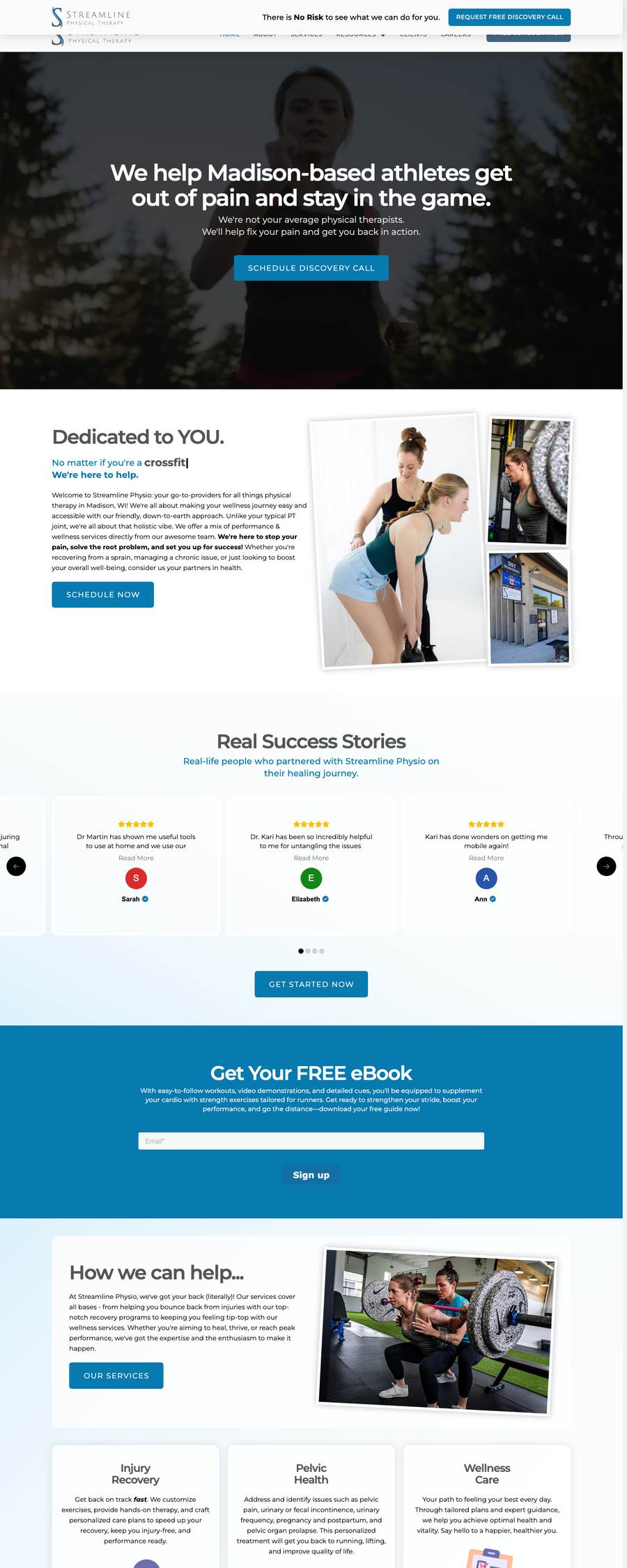 Streamline Physio website homepage
